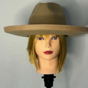 Gigi Pip x Caila Loren Wool Fedora Hat Tan Wide Brim Size 57